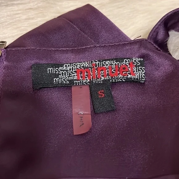 MINUET Purple Gold S Sleeveless Short Formal Stretch Natural Waist Pencil Dress - Picture 15 of 17